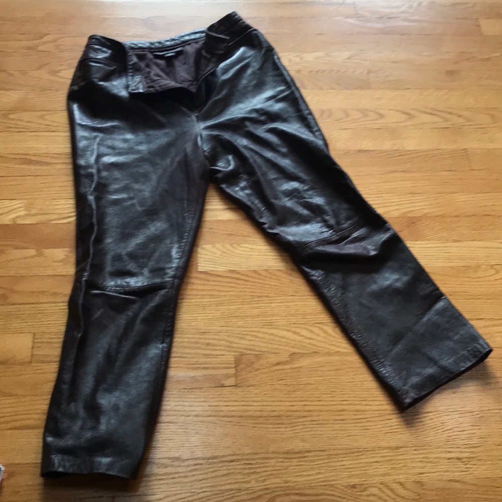 Brown 100% leather pants by Ellen Tracy